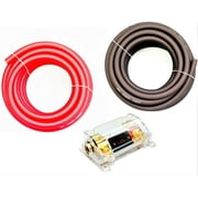 MK Audio MKIT025RB 0 Gauge Wire Red / Black Amplifier Amp Power/Ground Cable 1/0 Set - Free Fuse