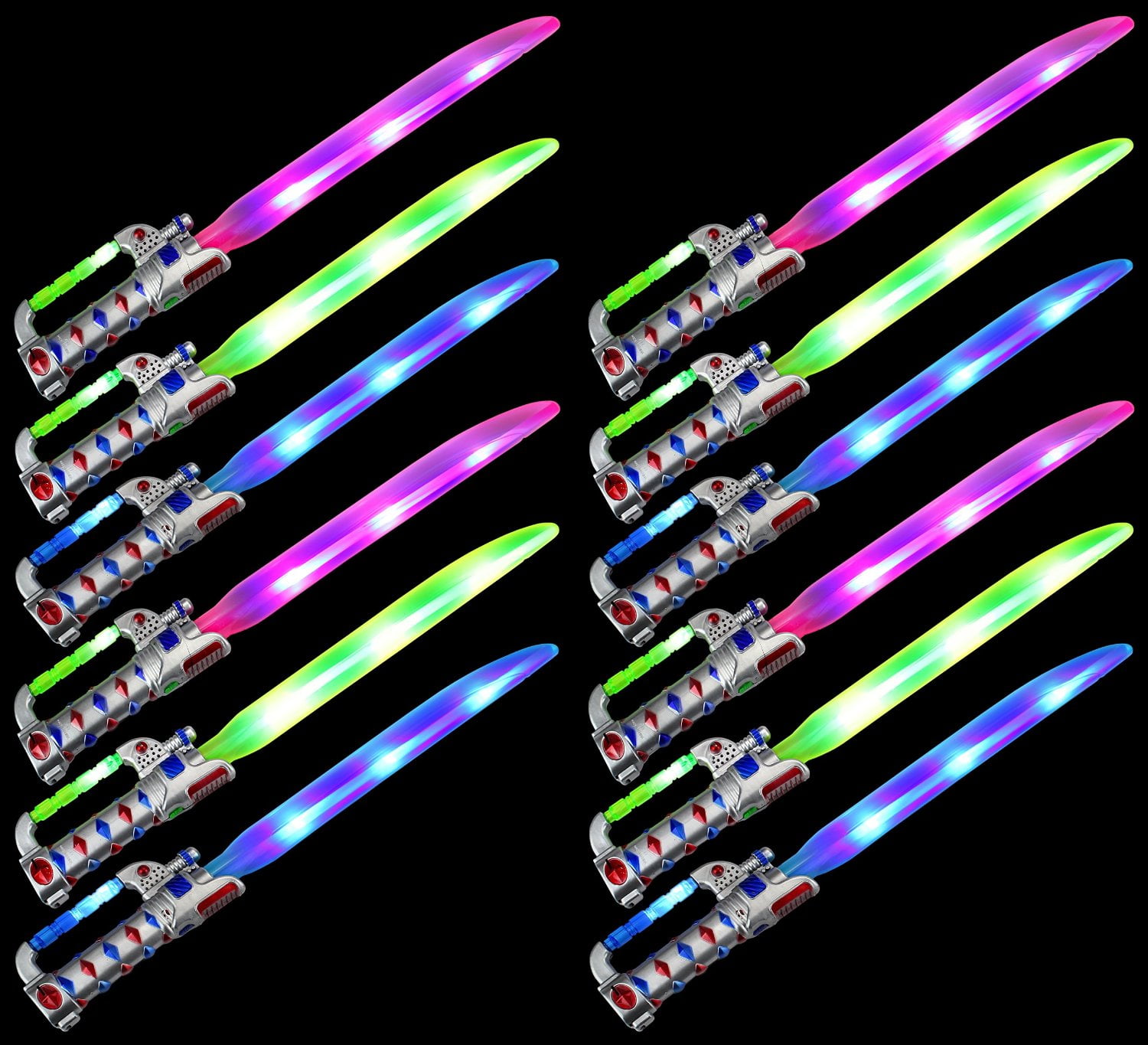 Set of 12 VT Super Sword Flashing LED & Clanging Sounds Party Favor Toy