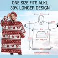 thumbnail image 4 of Oversized Wearable Blanket Hoodie,Red Christmas Knitted Pattern Sherpa Blanket Hoodie with Super Pockets,Super Warm Fuzzy Pullover for Women & Men, 4 of 6
