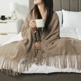 thumbnail image 6 of PAVILIA Tan Taupe Knit Throw Blanket for Couch Bed, Soft Knitted Farmhouse Sofa Throw for Living Room, Lightweight Decorative Fall Throw Blanket for Chair, Outdoor Textured Boho Blanket, 50x60, 6 of 9