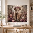 thumbnail image 5 of Highland Cow Within a Rose and Greenery Frame, Dreamy Rustic for Animal Lovers, Botanical Wall Art, Mother'S Day Gift, Tapestry Wall Hanging for Bedroom and Living Room, 5 of 7