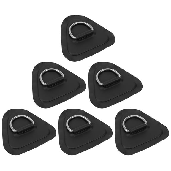 6pcs D Ring Patch Stainless Steel Triangle Shape D Ring Pad Black for Kayak Canoe Deck