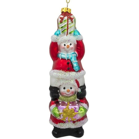 Christmas With Friends BestPysanky Snowmen Friends with Gifts Glass Christmas Ornament 6 Inches ()
