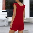 thumbnail image 3 of POIUYTR Women Summer Casual Jumpsuit Loose Ruffle Sleeveless Romper Vacation Straight Leg One-Piece Shorts, 3 of 6