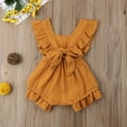 thumbnail image 6 of Qmyliery Baby Girls Summer Ruffles Romper Fly Sleeve Lacing Up Bow One Pieces Jumpsuits Cotton Sleeveless Casual Overalls Clothes, 6 of 9