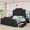 Black, variant on Queen Size Bed Frame with 53" Tall Headboard and 2 Nightstands with Mirror, Modern PU Leather Upholstered Platform Bed Frame with 4 Storage Drawers and LED Lights
