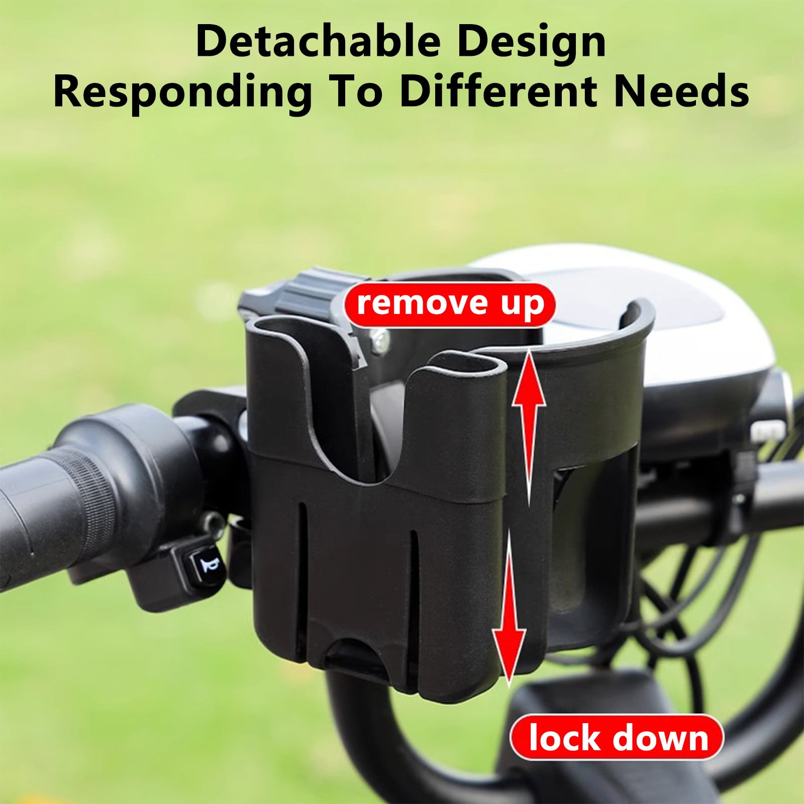 Yoziaaoa 5 pcs Bike Cup Holder for Walker, Stroller Cup Holder Attachment with Phone Holder, Wheelchair/Stroller Accessories for Rollator, Bike, Scooter, Travel Essential