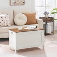 thumbnail image 2 of Toy Box, Retro Wooden Look Storage Chest with Safety Hinge, Entryway Storage Bench Supports 220 lb, 29.9 x 15.7 x 18.9 Inches Toy Chest Organizer, Easy Assembly (White + Walnut), 2 of 17