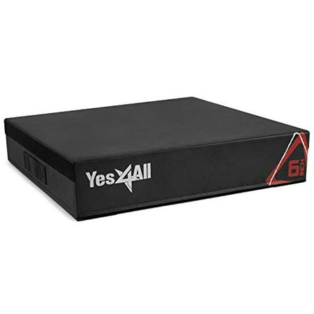 Yes4All Stackable Soft Plyo Box, Adjustable Plyometric Jump Box for Plyometric Exercises, HIIT, Conditioning - Black - 6"