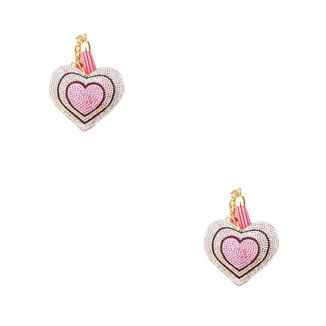 QualitChoice Keyring Suede Girl Supplies Keyholder DIY Craft Decorative Purse Pendent Multipurpose Sweet Gift Heart Keychain Pink 2Set