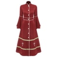 thumbnail image 3 of Alvivi Robe de Clergé pour Femmes Col Montant Manches Longues Boutonnée Robe de Ministre Liturgique Bourgogne L, 3 of 7