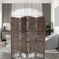 thumbnail image 6 of 4 Panel Room Divider with Shutter Design in Weathered Brown, 6 of 7