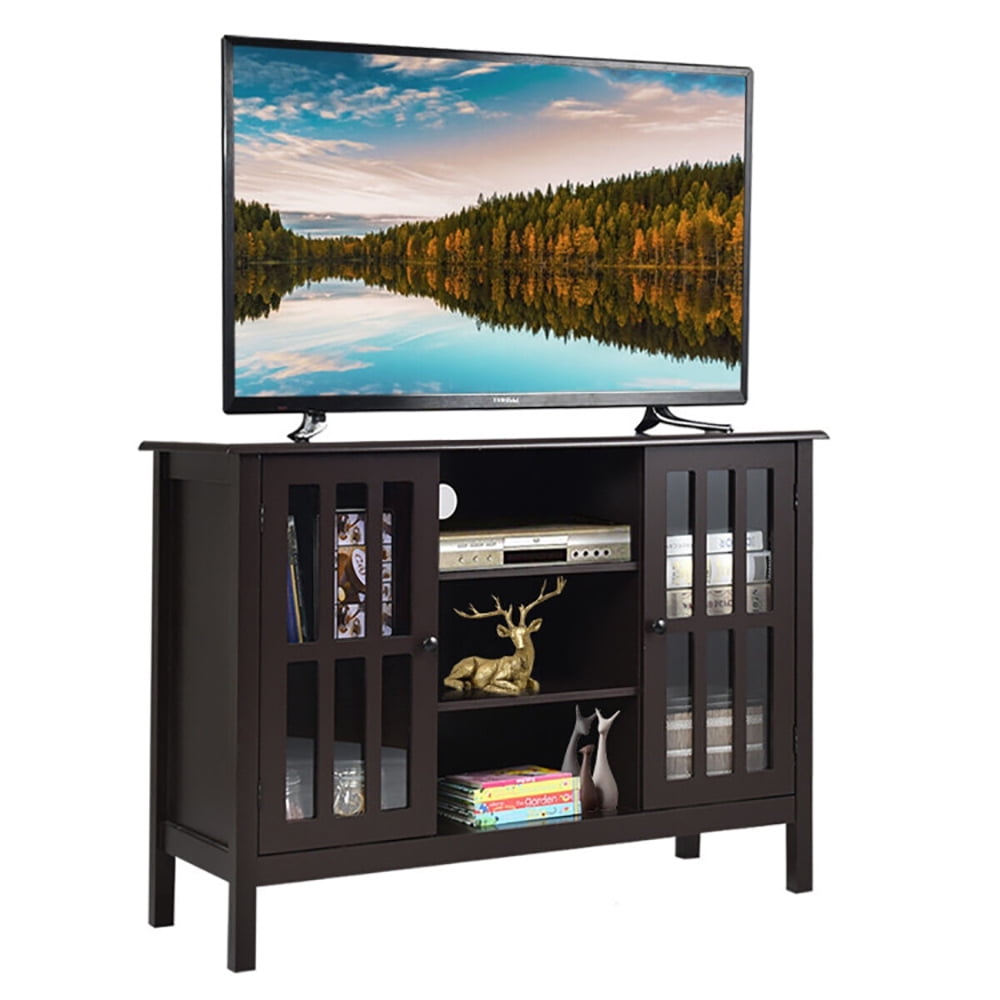 Finihen TV Stand, TV Cabinet, Wooden TV Stand Console Cabinet for 50 Inch TV, for Living Room, Bedroom, Brown