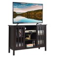thumbnail image 5 of Spaco Wooden TV Stand Console Cabinet for 50 Inch TV-Brown, Functional TV Cabinet, Holds up to 80 lbs, 3 Open Shelves, Glass Window, Brown Options, 5 of 8