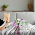 thumbnail image 3 of Green Flower Soft Flannel Fleece Blanket, Cosmos Bipinnatus Pattern Spring Season Flora Asteraceae Bloom Botany Element, Cozy Plush for Indoor and Outdoor Use, 60" x 80", Lilac Green, by Ambesonne, 3 of 5