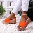 thumbnail image 5 of Orange Female Casual Platform Sandals Wedge Heel Thick Sole Round Toe Style Ideal For Warm Weather Comfortable Outdoor Indoor Shoes Daily Use, 5 of 9