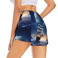 thumbnail image 2 of Uemuo Moonlit Night Sea Sailboat Pattern Women's Athletic Shorts High Waisted Running Shorts with Liner Pockets Gym Elastic Workout Shorts-X-Large, 2 of 9