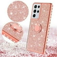 thumbnail image 3 of Galaxy Wireless Glitter Case for Samsung Galaxy S21 Ultra Case, Ring Kickstand Bling Cover for Girls Women Diamond Sparkly for Galaxy S21 Ultra Cases - Rose Gold, 3 of 3