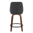 thumbnail image 4 of Carson Carrington  Alba 24" Fixed-Height Upholstered Counter Stool with Bent Wood Legs & Round Footrest (Set of 2) Black Faux Leather/Walnut, 4 of 5