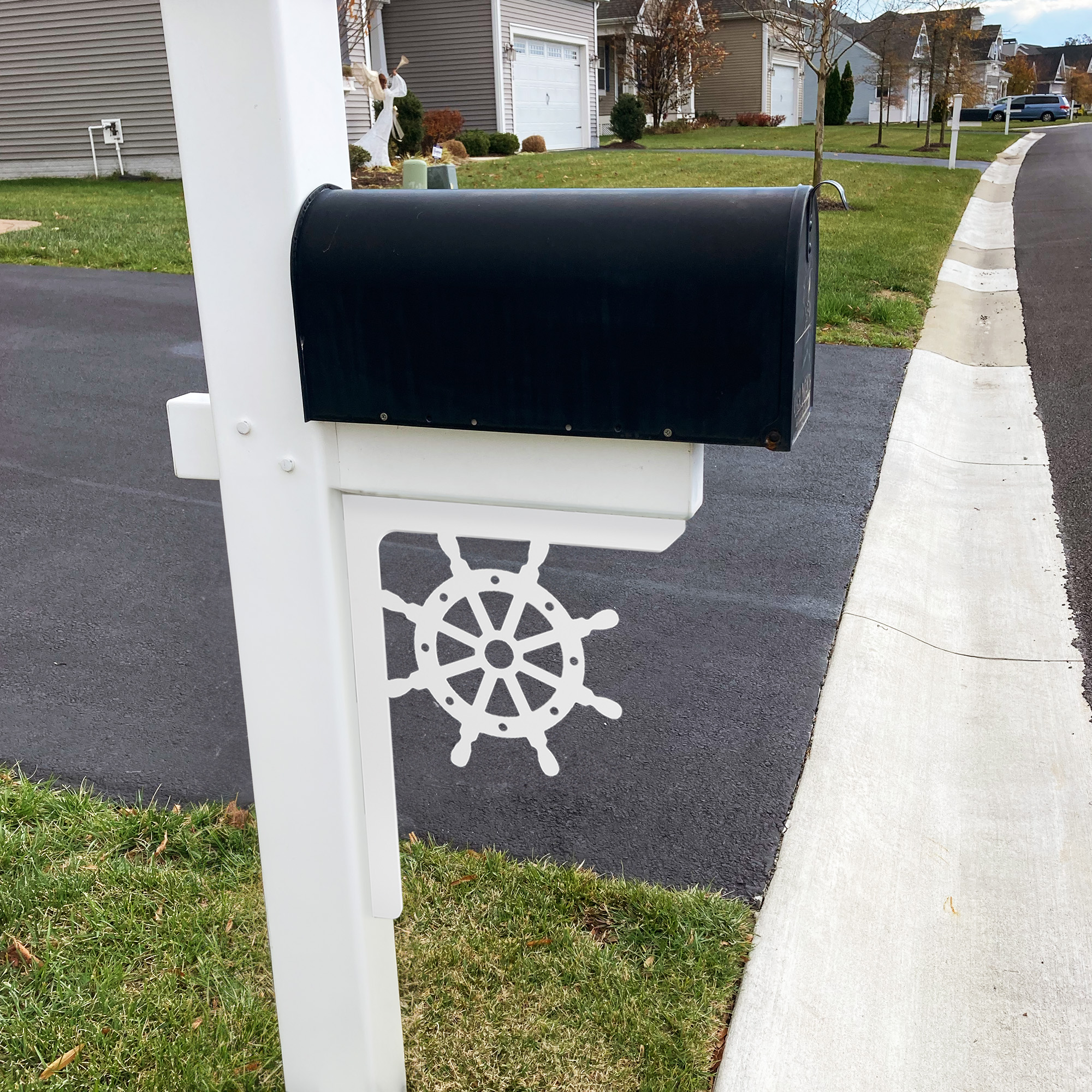 Jennygems Captains Wheel Mailbox and Decorative Porch Bracket, Beach House Decor, 21 Inch, Made in USA
