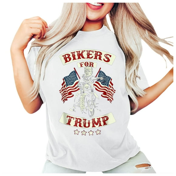YDLCAFD Empire Waist Tops for Women Women's Summer Team Neck Short Sleeve President Print T Shirt Womens Summer Tops Nike Shirts for Women