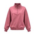 thumbnail image 4 of NominalSnug Womens Half Zip Oversized Sweatshirts Lightfleece Lined Long Sleeve Pullover Tops Fall Fashion Clothes, 4 of 7