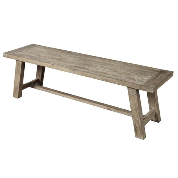 60 in. Distressed Solid Wood Dining Bench, Natural & Brown