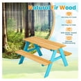 thumbnail image 5 of Kids Picnic Table, Fir Wood Toddler Table and Benches, Kids Outdoor Furniture, Blue, 31" x 35" x 20", 5 of 9