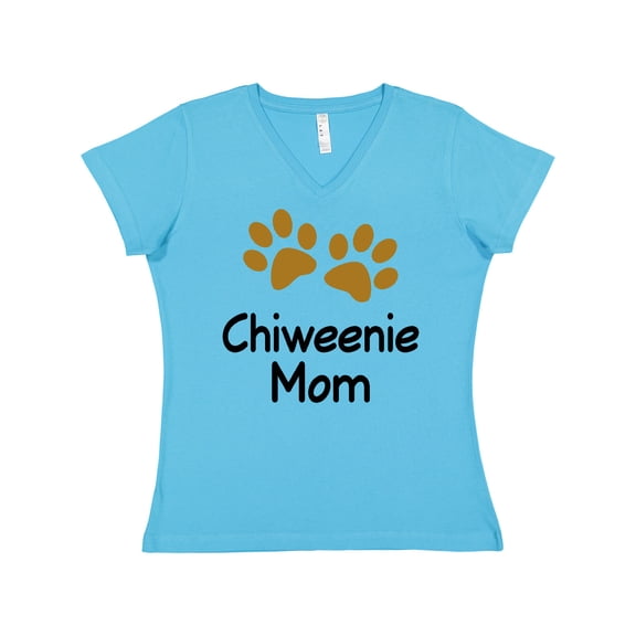 Inktastic Chiweenie Mom Paw Print Women's V-Neck T-Shirt