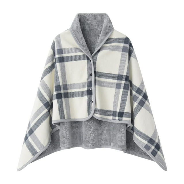 Siruishop Poncho Blanket Cozy for Women Wearable Blanket for Home Bed Gift for Grandma Gray 100x140cm