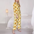 thumbnail image 3 of Fotbe Light Yellow Plaid Sunflower Pattern Long Sleeve Pajama Set for Women,Sleepwear Set,2-piece Loungewear Set,Soft PJs Comfy Nightwear with Pockets -XX-Large, 3 of 7