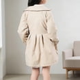 thumbnail image 4 of CPNG Toddler Little Girls Double Breasted Trench Coat Dress Coats Lapel Long Trench Coats Outerwear with Pockets(Khaki,5-6 Years), 4 of 6