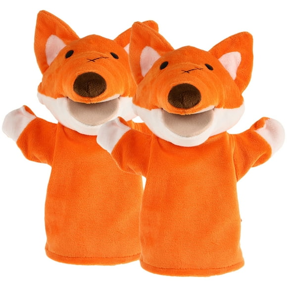 2 piezas Fox Hand Puppets Kids Funny Animal Puppet Toys Story Telling Puppets