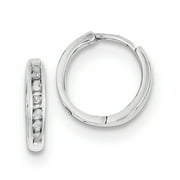 Sterling Silver Rhodium Diam. Huggie Earrings QDX124