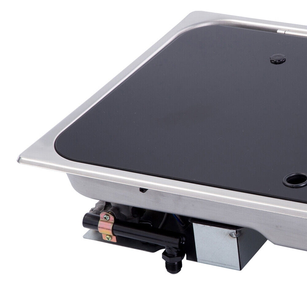 Miumaeov 1 Burner LPG Gas Stove Hob Cooktop +Sink Comb with Tempered Glass Lid for Boat Caravan RV Camper Motorhome