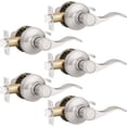 thumbnail image 1 of Passage Door Lever [NonLocking Lever Set] NonLocking Door Handle Set for Hallway or Closets Keyless Satin Nickel Finish Wave Door Lock Reversible Right & Left Side Hande, 1 of 7