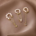 thumbnail image 2 of Pendientes con clip para la oreja con borlas de perlas de agua dulce y diseño de estilo, con temperamento de hada, uso versátil, 2 of 6