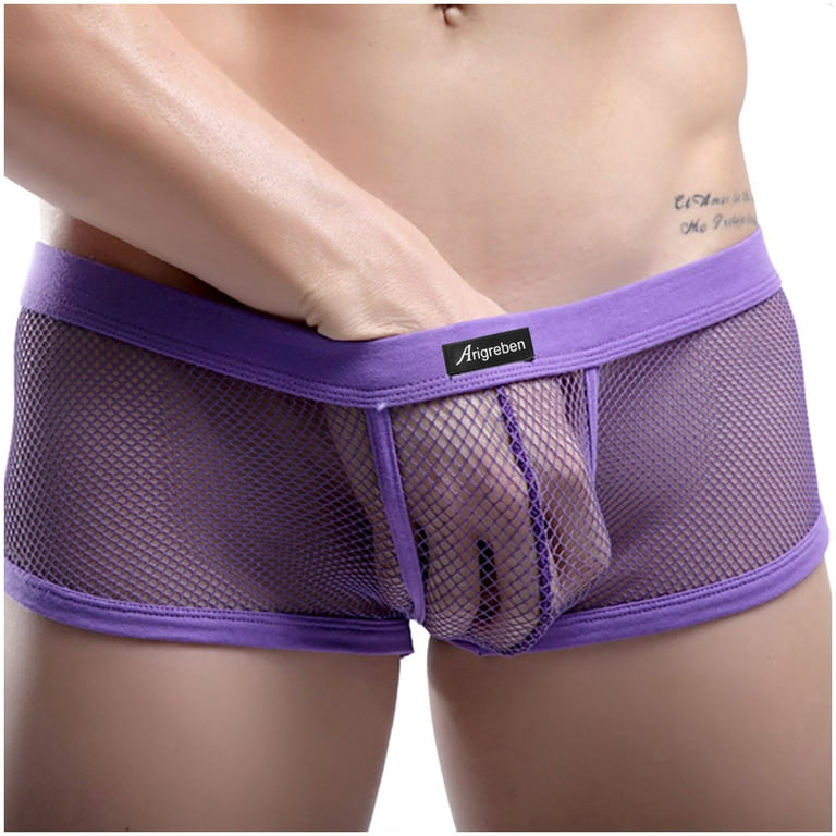 QAZXD Men's Underwear Nylon Super Soft Comfort Breathable Cool Boxer Briefs  Buy 2 Get 1 Free（Purple，XXL）