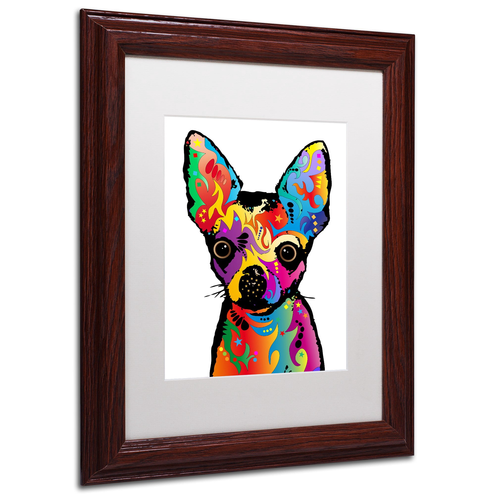 Trademark Fine Art "Chihuahua Dog White" Canvas Art by Michael Tompsett, White Matte, Wood Frame