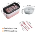 thumbnail image 1 of Double Microwave Bento Box Portable Sealed Crisper Box High Temperature Resistant Compartmentalized Lunch Box Stainless-pink, 1 of 6