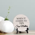 thumbnail image 2 of Sign ByLITA When It Comes To Tips, Size Matters, Wood Color, Circle Table Sign (5"x5"), 2 of 6