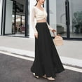 thumbnail image 5 of Hamky Skirts for Women Maxi Skirt Fall Skirt Summer Women's Solid Color Chiffon Skirt Women's High Waist Long Skirt High Waisted Skirts A Line Skirt Black Skirt S, 5 of 8