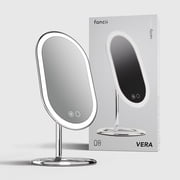 Fancii Vera Vanity Makeup Mirror with Lights, Rechargeable, Illuminated Cosmetic Mirror with 3 Dimmable Light Settings, Adjustable Stand (Chrome)