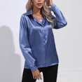 thumbnail image 4 of FAIWAD Womens Long Sleeve Tunic Tops V Neck Button Down Gradient Casual Basic Pullover Tops, 4 of 7