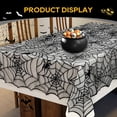 thumbnail image 4 of KEINXS Halloween TableCloth  Spider Webs Tablecloths Black Tablecloth Lace Fabric Table Cloths Spooky Table Cover for Rectangle Tables for Parties Gothic Halloween Home Decorations  48x96, 4 of 7