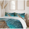 thumbnail image 6 of Ambesonne Tiger Duvet Cover Sets, Feline Animal in Pond, 2-Queen, Pale Brown Turquoise, 6 of 7