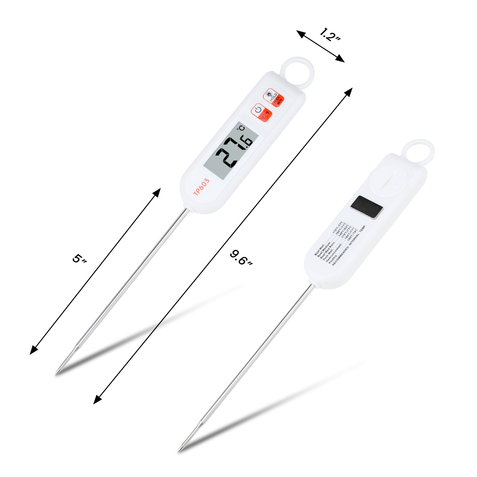Unique Bargains Digital Instant Read Cooking Extra Long Probe Thermometer White