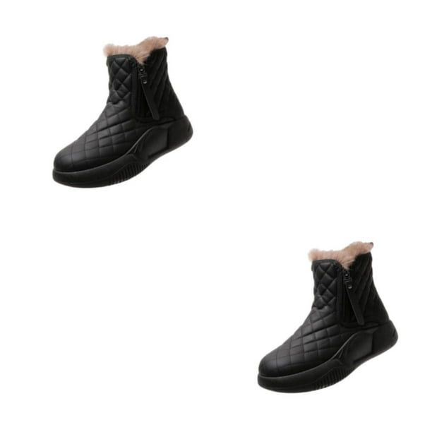 Qarigey Estilo de invierno con estas botas de nieve a media pantorrilla para mujer Botas de nieve con cremallera lateral y punta redonda para Type11 NO11
