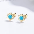 thumbnail image 3 of 20g Sterling Silver Sunflower Stud Earrings for Women Turquoise Sun Tragus Cartilage Earrings Piercing Studs Screw Back Minimalist Jewelry Hypoallergenic, 3 of 7