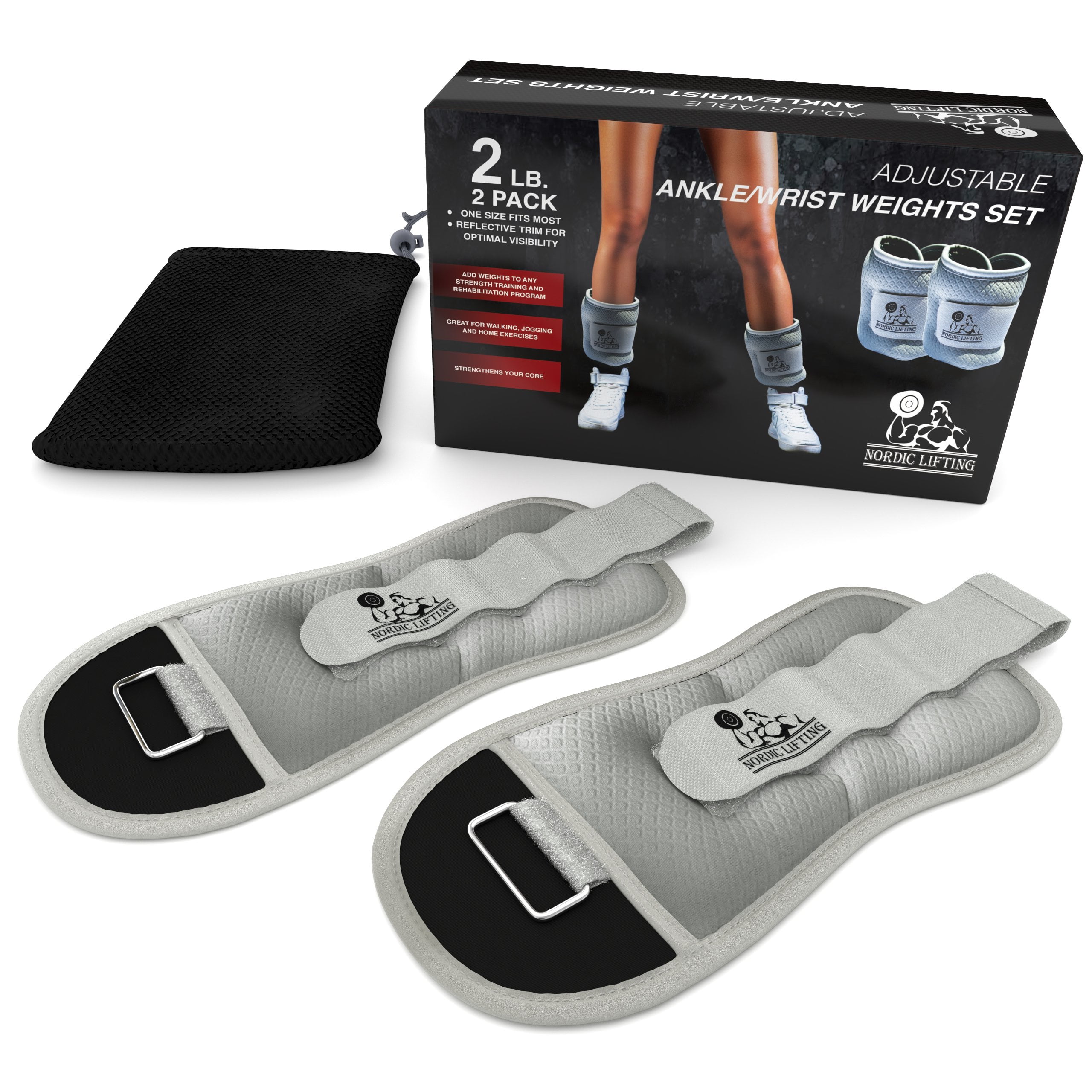 Nordic Lifting Adjustable 2lbs Grey Ankle Weights